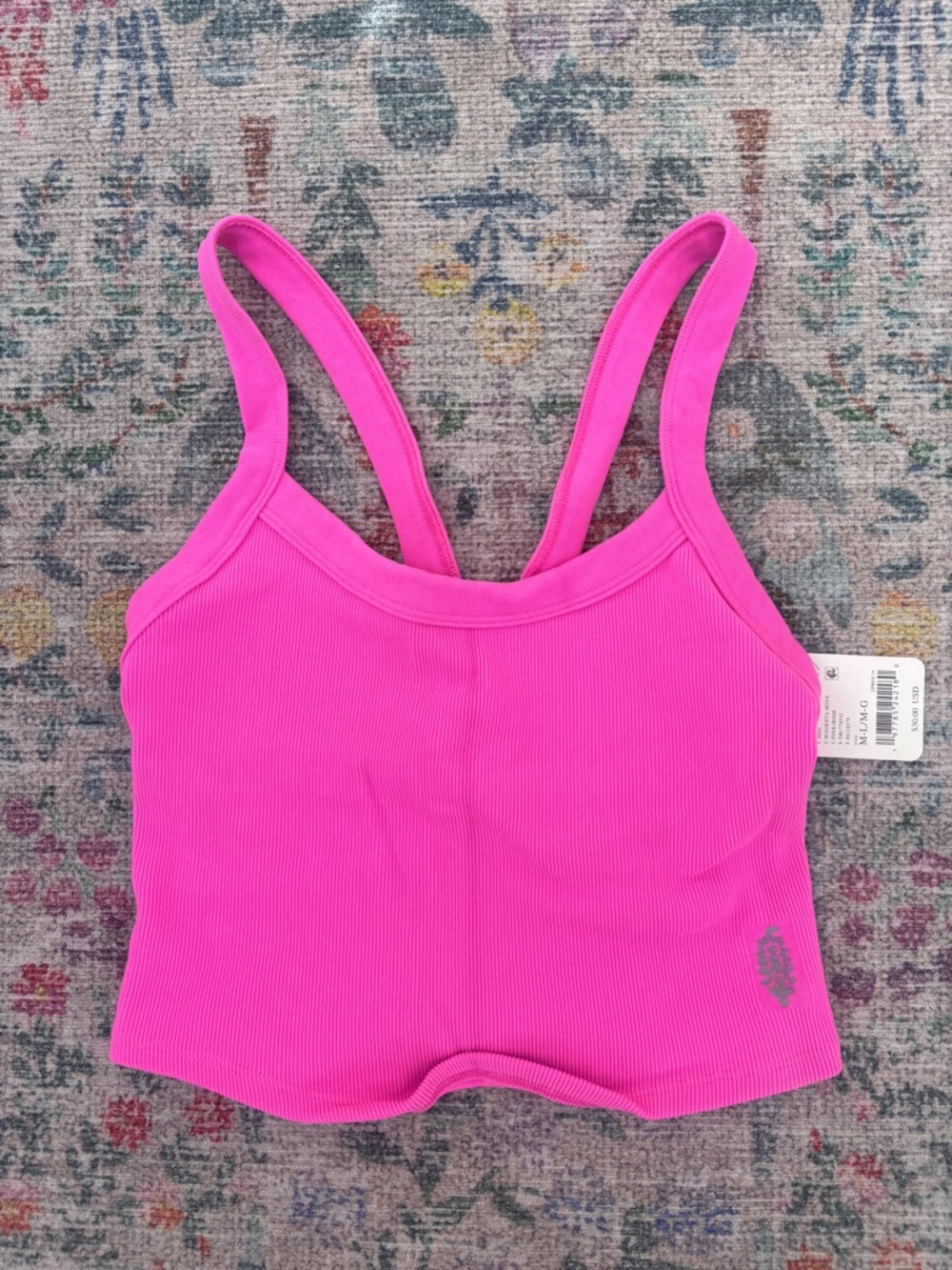 FP Movement by Free People Hot Pink Ribbed Crop Tank
